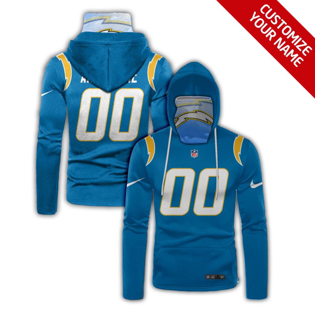 Men's Los Angeles Chargers 2020 Blue Customize Hoodie Mask